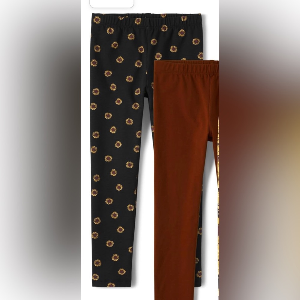 Children’s Place leggings - Black with Small Sunflowers NWT